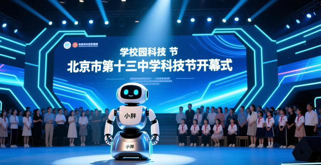北京市第十三中学科技节开幕式，智能机器人小胖成亮点