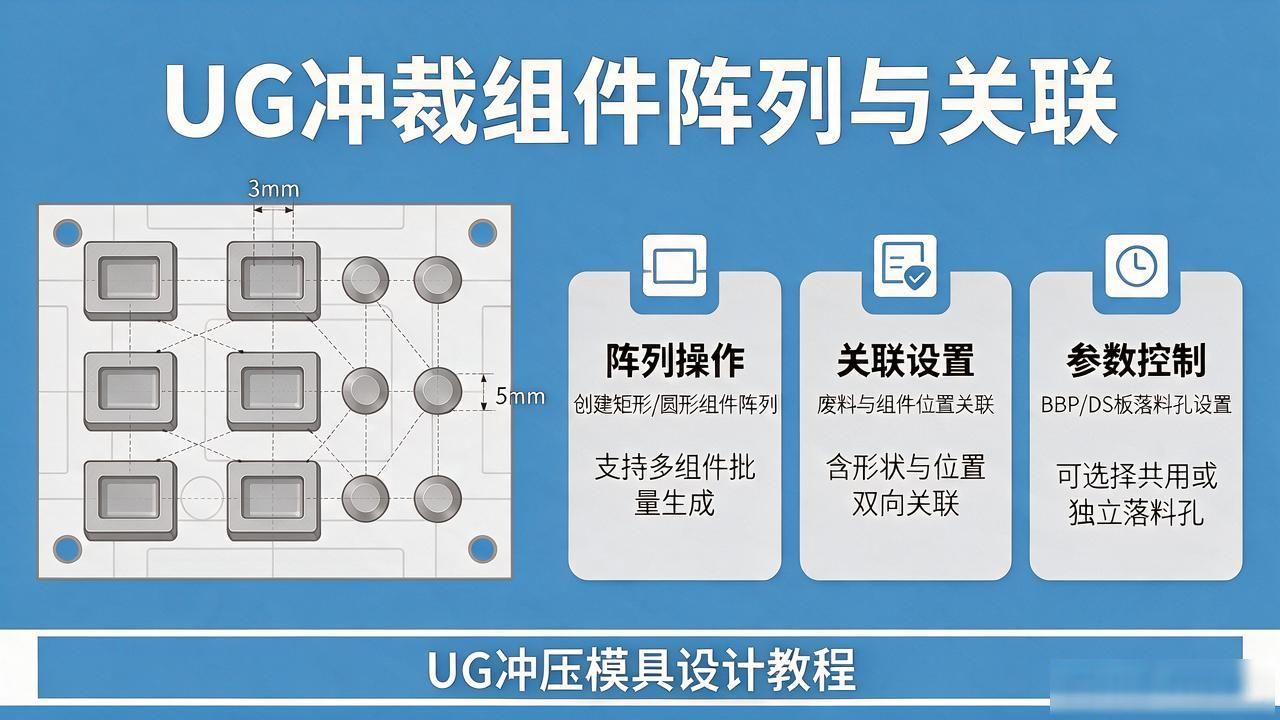 UG冲压模具设计教程：冲裁组件阵列与关联实战