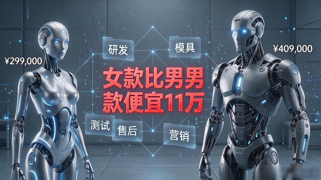 超仿生顶配人形机器人，女款为啥比男款便宜11万？