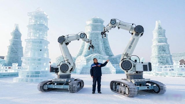 哈尔滨智能机器人公司_哈尔滨冰雪大世界智能大型冰雕自动化搭建机器人_哈尔滨冰雪大世界冰雪建筑全生命周期健康管家监测体系