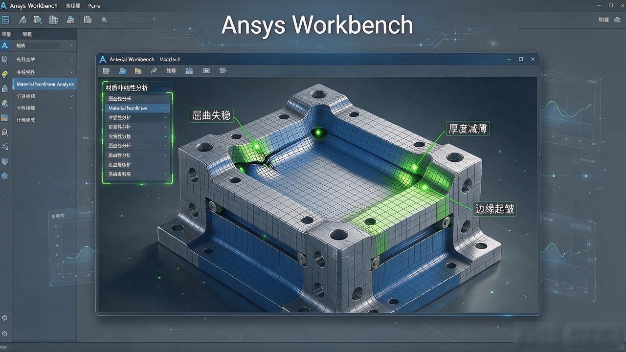 板材冲压模拟仿真，Ansys Workbench精准预测成形缺陷
